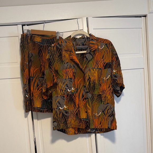Vintage Linda Allard Ellen Tracy Safari 100% Silk Matching Set - Picture 1 of 9